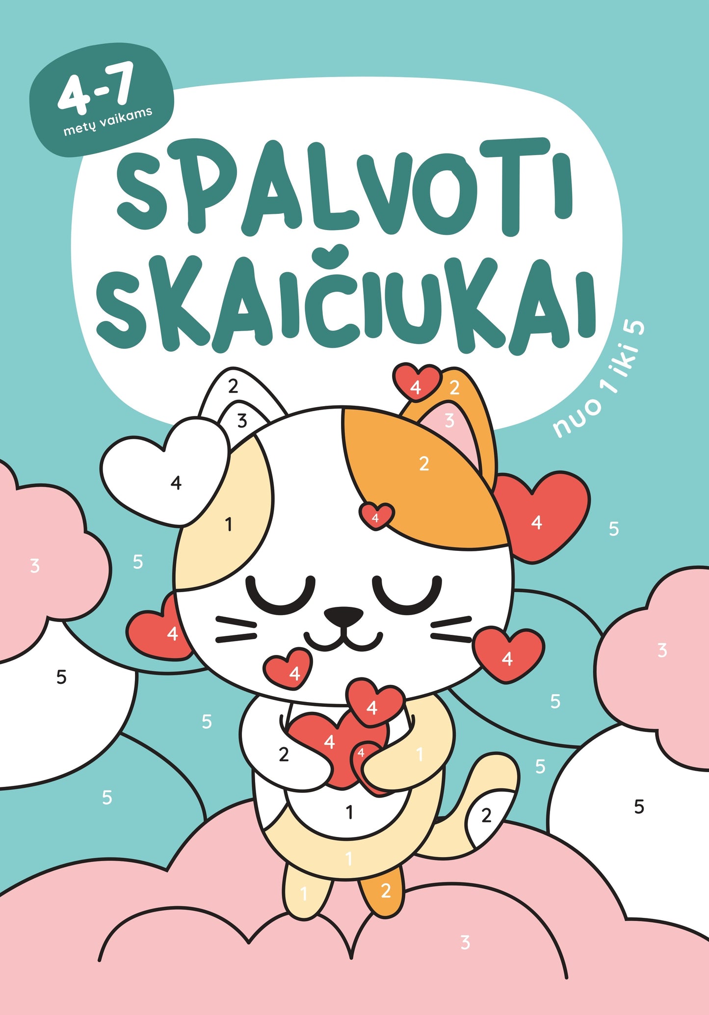 Spalvoti skaičiukai nuo 1 iki 5
