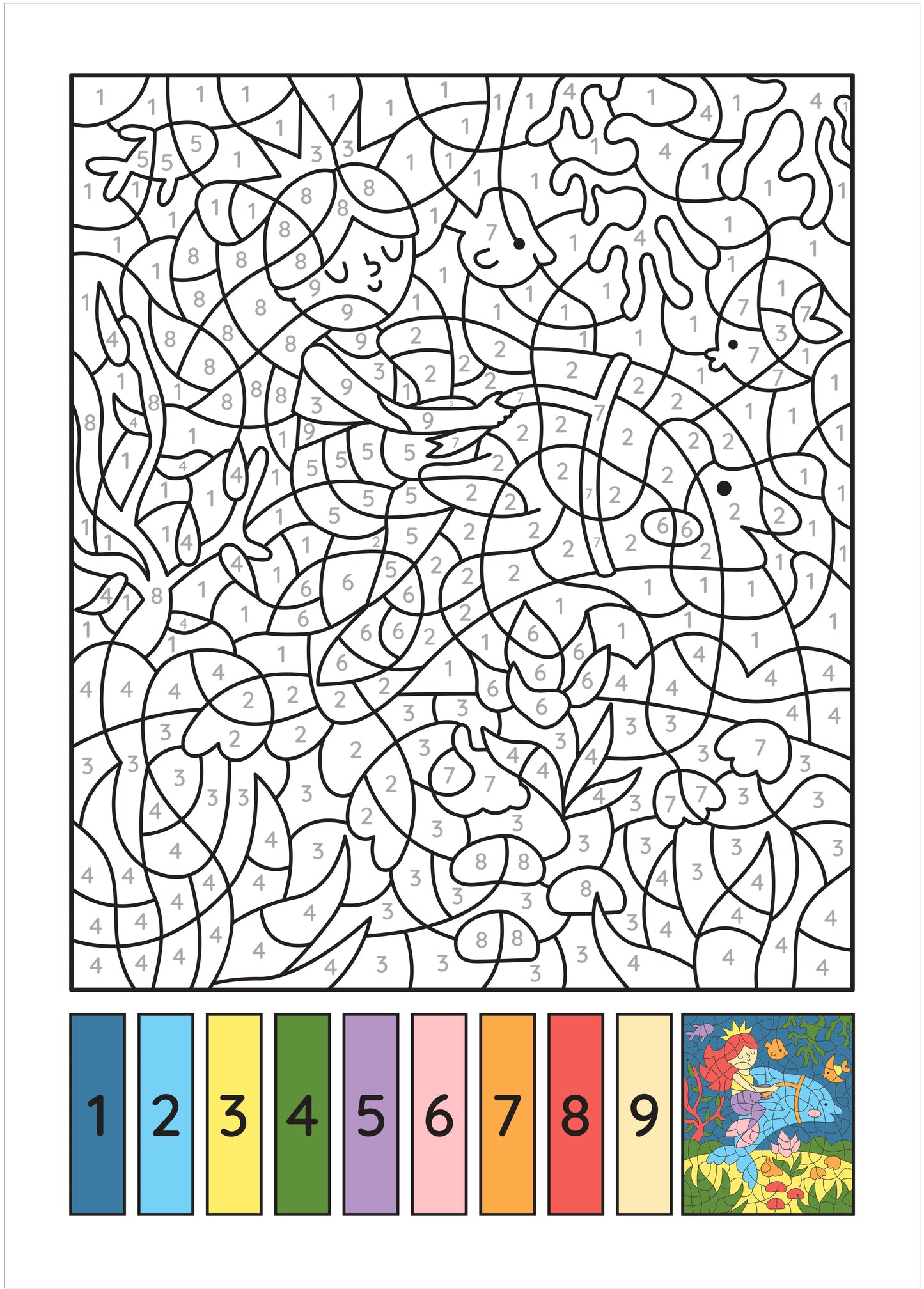 Разноцветные цифры от 1 до 9