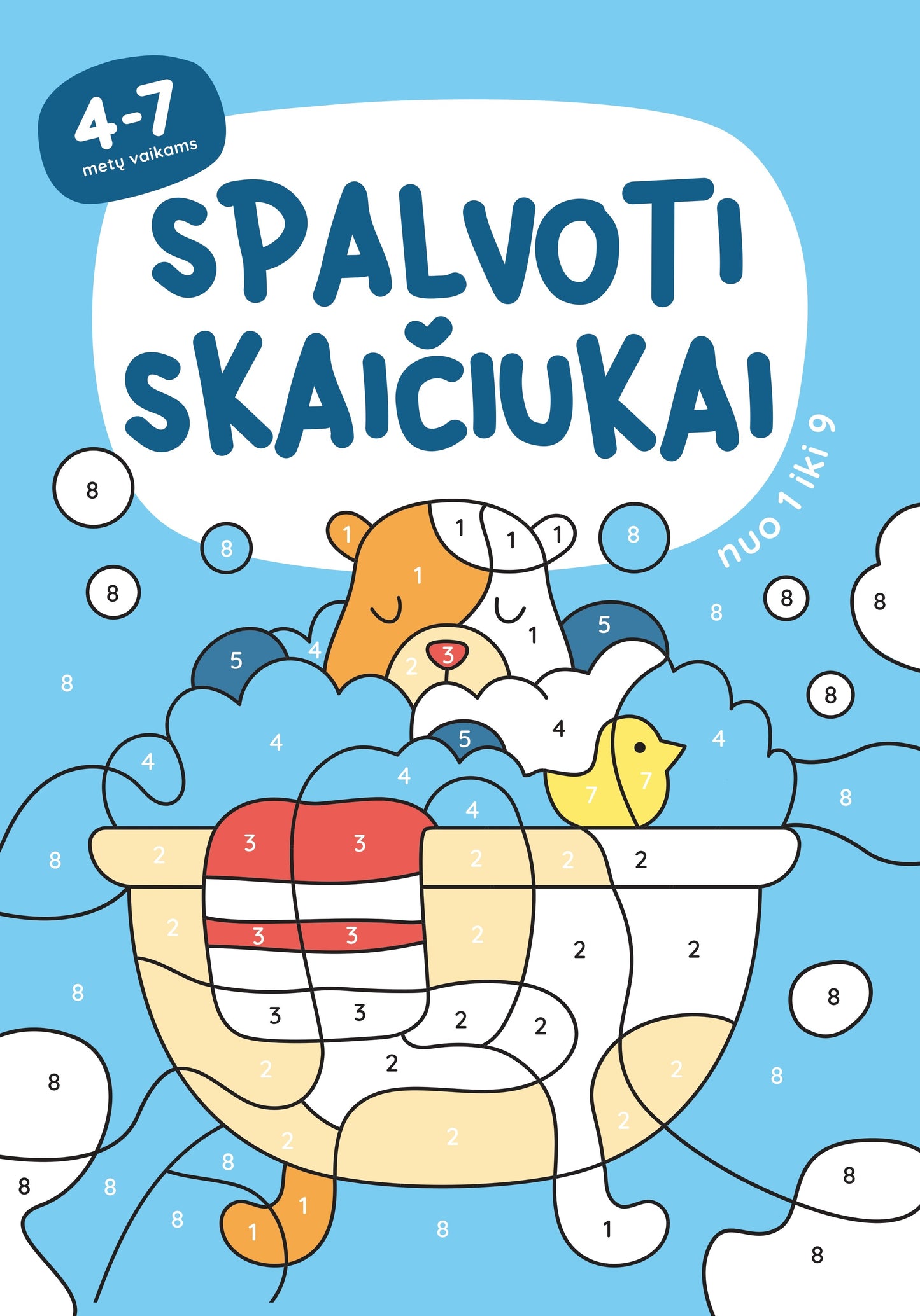 Spalvoti skaičiukai nuo 1 iki 9