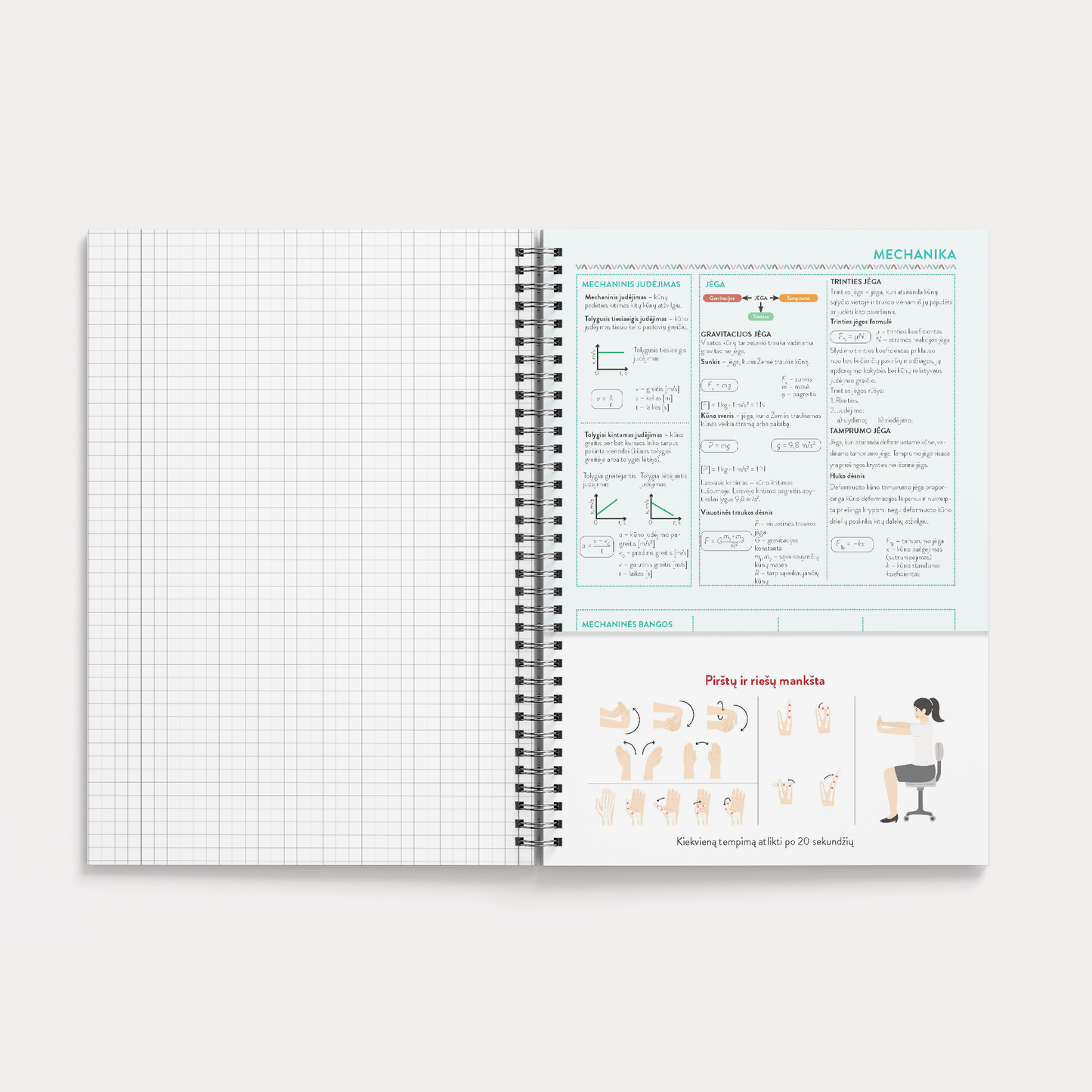 Formula notebooks for Physics, 50 sheets, squares, spiral binding