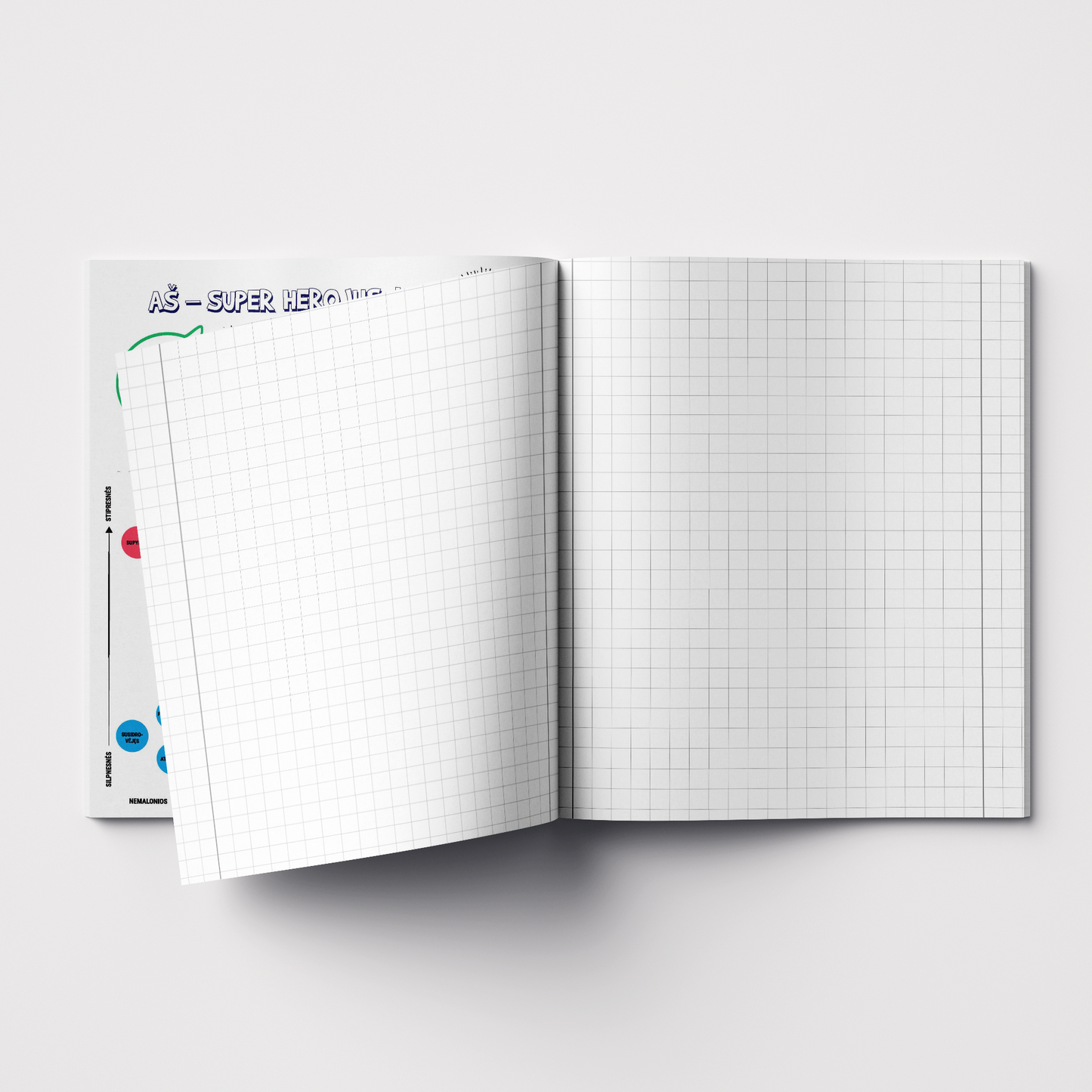 First grader's notebook, 12 sheets, squares