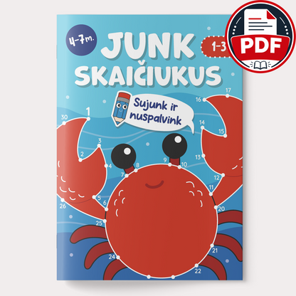 Junk skaičiukus nuo 1 iki 30 – skaitmeninė užduočių knygelė (PDF)