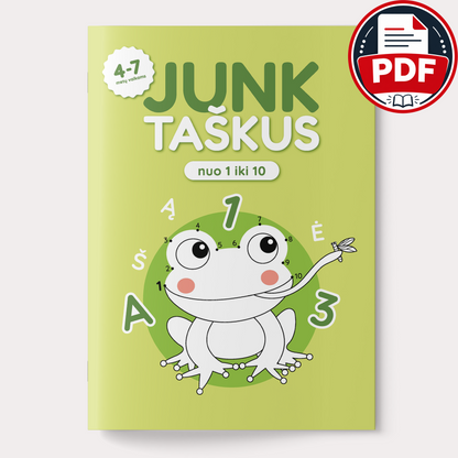 Junk taškus nuo 1 iki 10 – skaitmeninė užduočių knygelė (PDF)