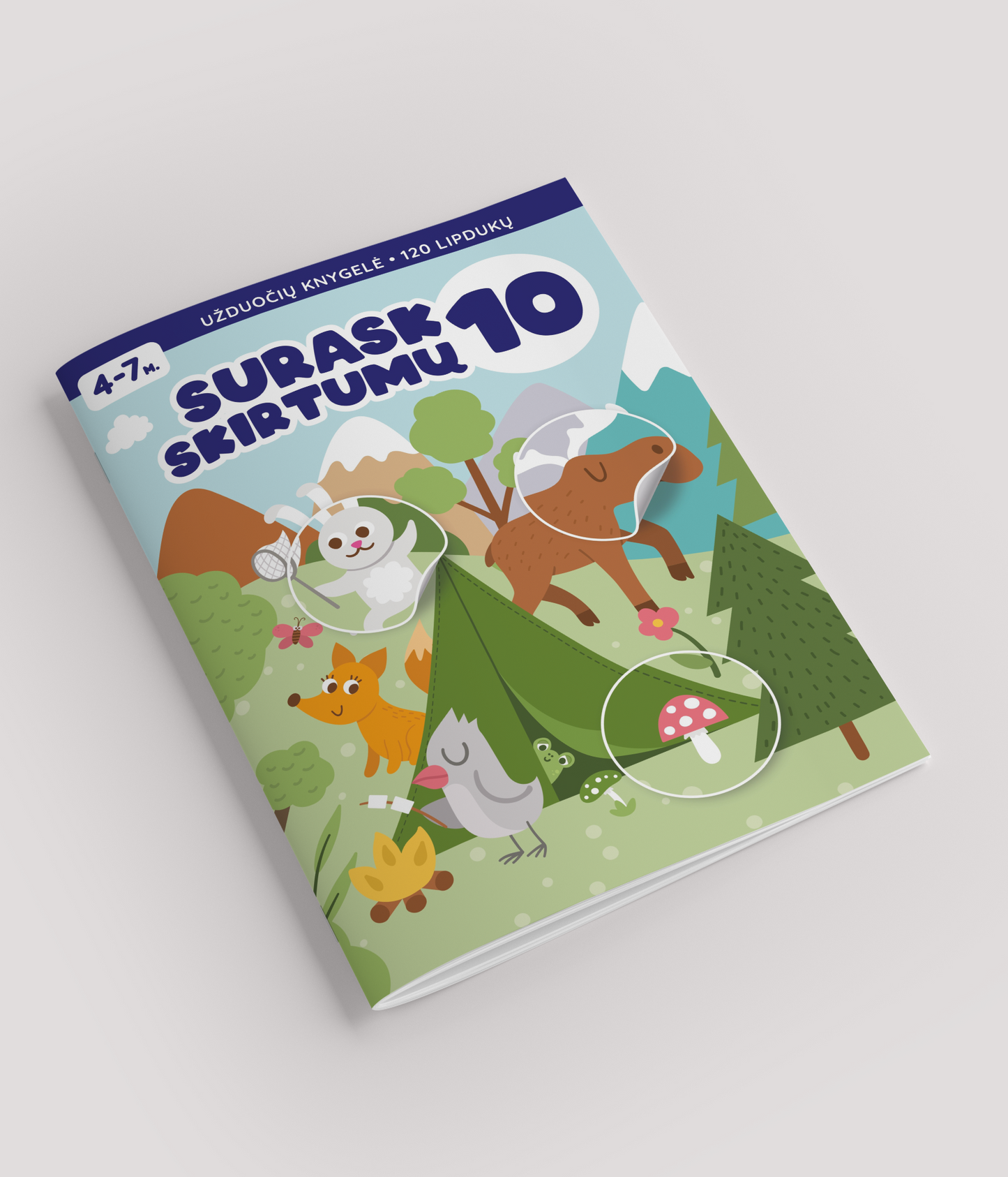 Книга с наклейками. Найдите 10 отличий.