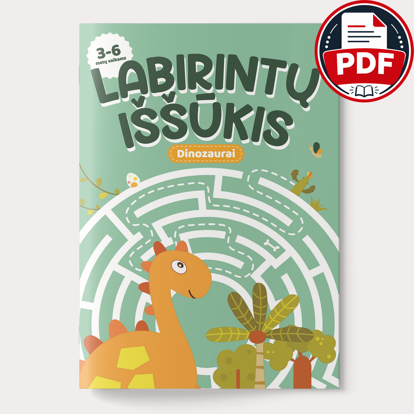 Labirintų iššūkis. Dinozaurai – skaitmeninė užduočių knygelė (PDF)