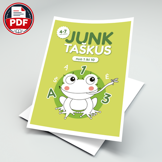 Junk taškus nuo 1 iki 10 – skaitmeninė užduočių knygelė (PDF)