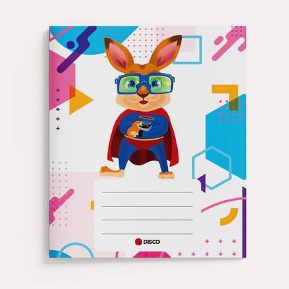 Super Hero notebook, for grades 1-4, 12 sheets, squares