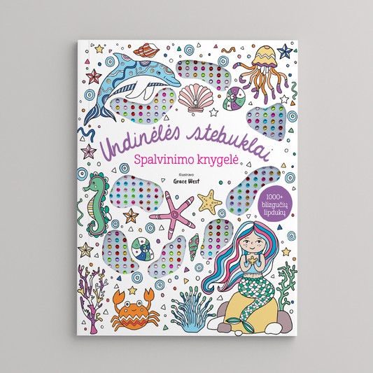 Coloring book with glitter stickers. Wonders of mermaid