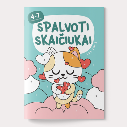 Spalvoti skaičiukai nuo 1 iki 5