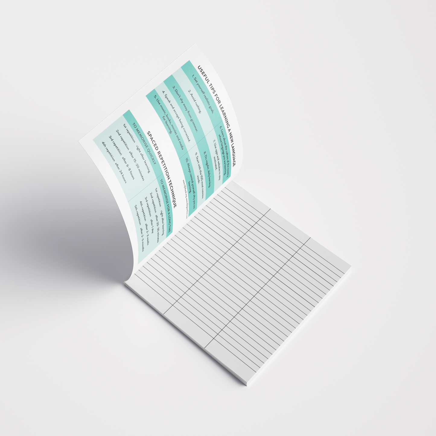 Vocabulary learning notebook, 32 sheets