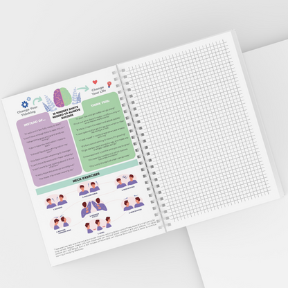 Productivity notebook, 100 sheets, squares, with spiral