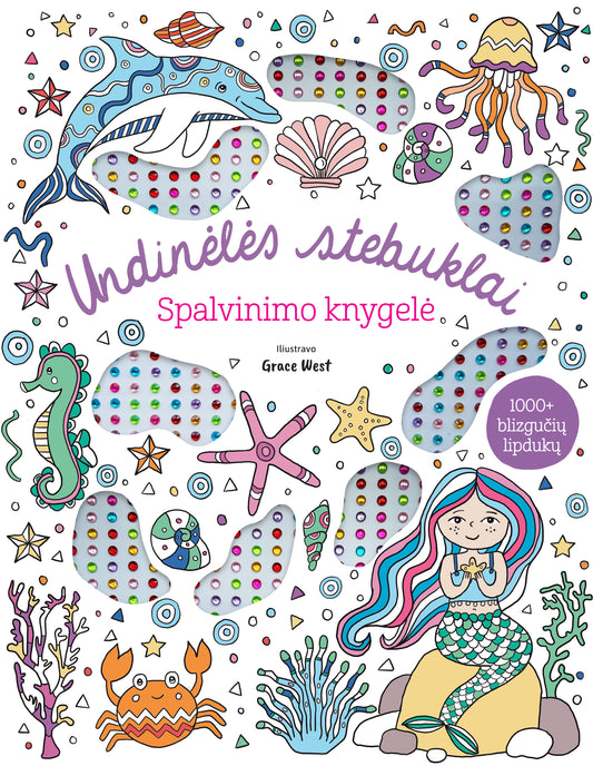 Spalvinimo knygelė su blizgučiu lipdukais Undinėlės stebuklai