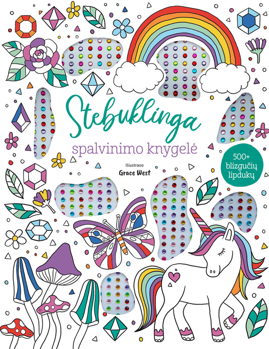 Stebuklinga spalvinimo knygelė su blizgučiu lipdukais