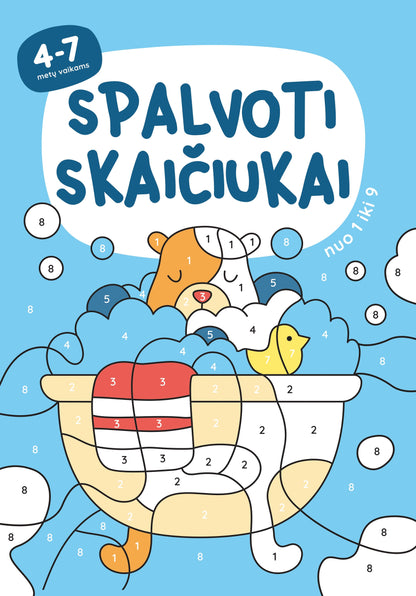 Spalvoti skaičiukai nuo 1 iki 9
