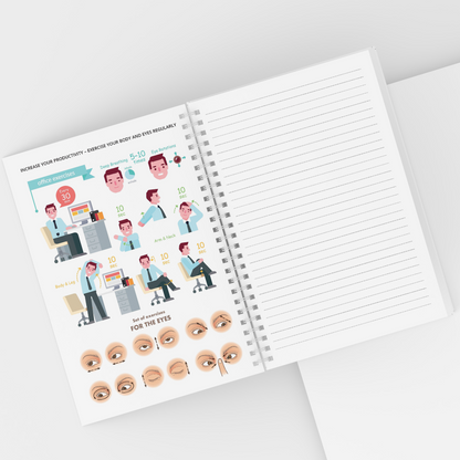 Productivity notebook, 100 sheets, squares, with spiral