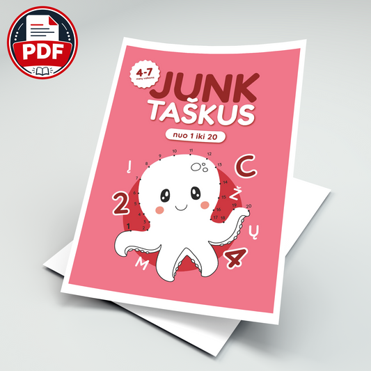 Junk taškus nuo 1 iki 20 – skaitmeninė užduočių knygelė (PDF)