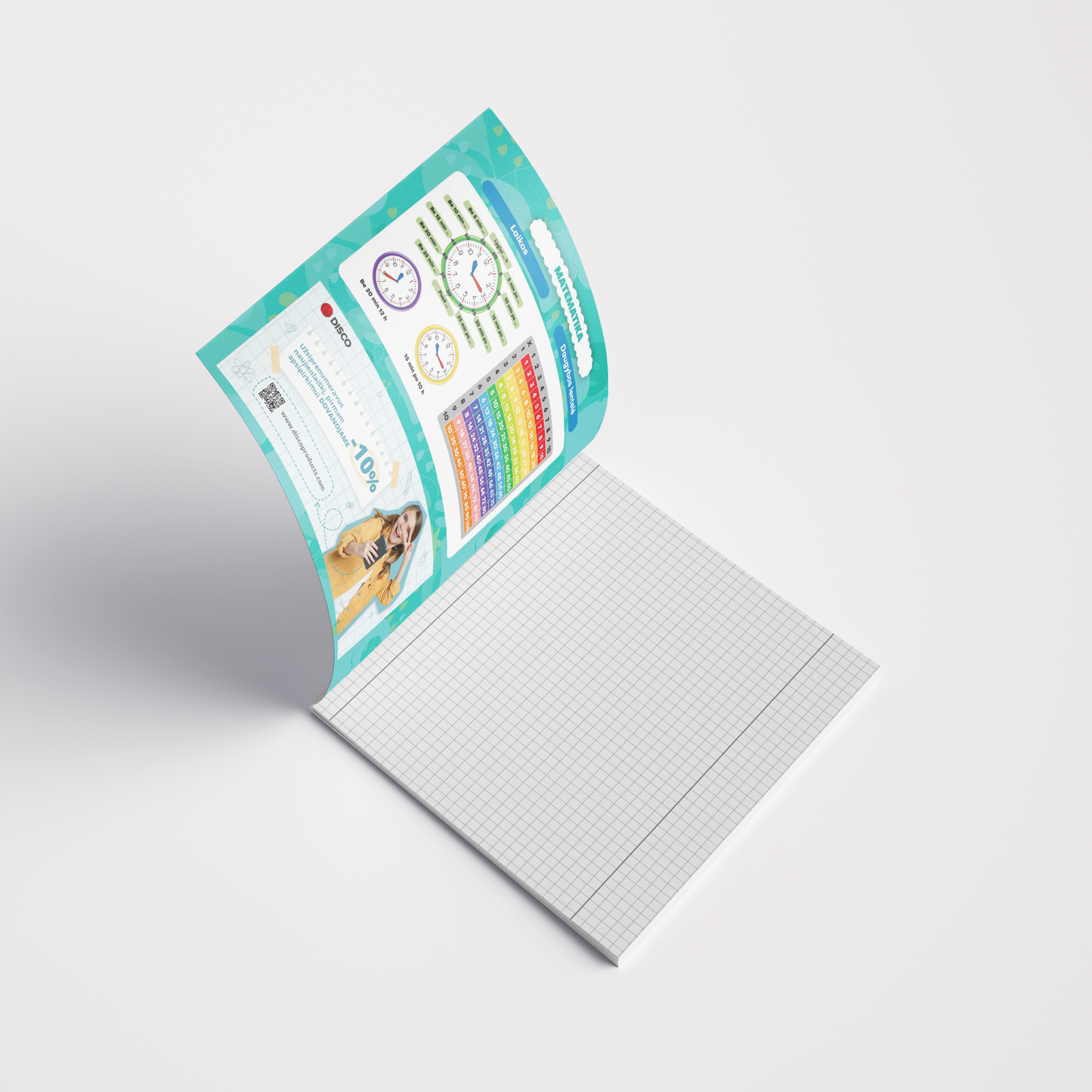 Formula notebook for exact sciences, 2-4 grades, 12 sheets, square