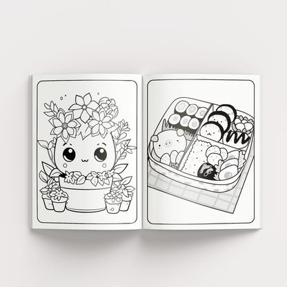 Spalvinimo knygele su blizgučių lipdukais. Kawaii