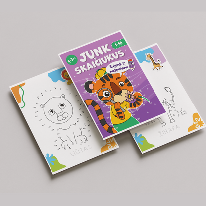Junk skaičiukus nuo 1 iki 50 – skaitmeninė užduočių knygelė (PDF)