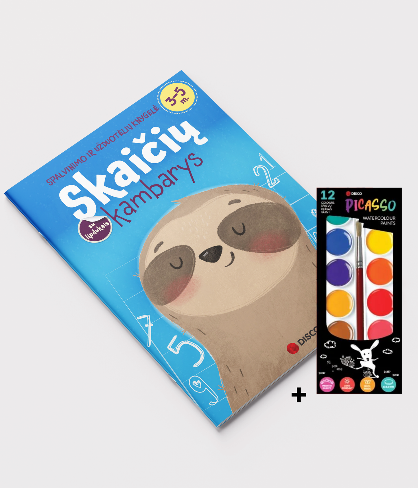 Книжка с заданиями и акварель