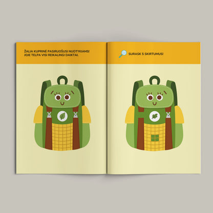 Книга с наклейками. Найдите 5 отличий.