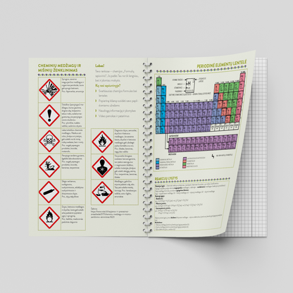 Formulių sąsiuvinis chemijai, 50 l., langeliais, su spirale
