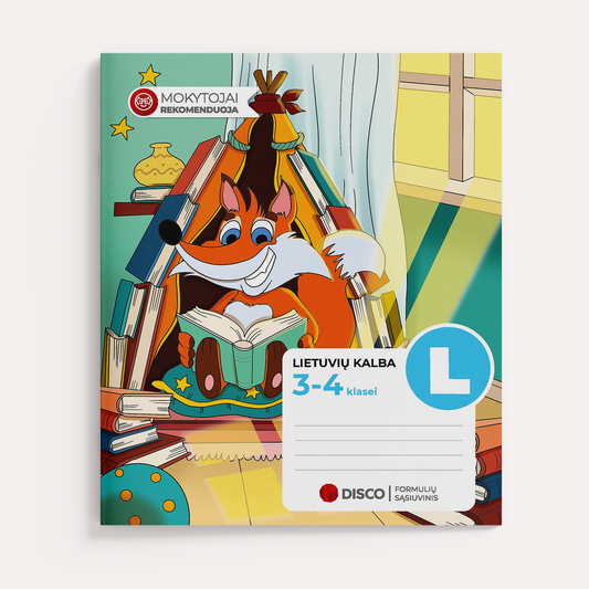 Formula notebook for the Lithuanian language, 3-4 grades, 14 sheets, lines.